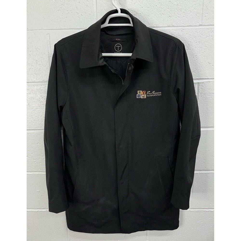TUMI Tech Coat Black Zip Out Quilted Liner Logo / Men's Medium
